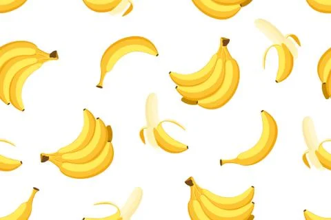 Seamless pattern of bananas on white background -  Vector illustration Stock Illustration