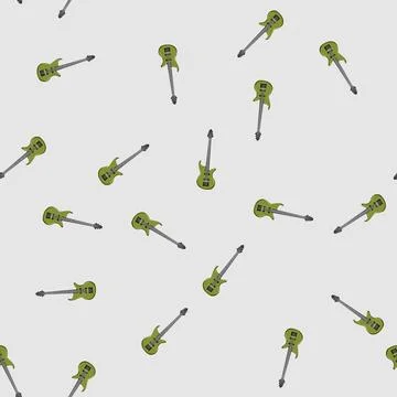 Seamless pattern band electric guitar cartoon vector Stock Illustration