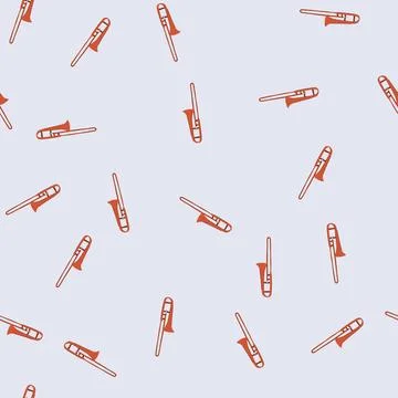 Seamless pattern band trombone cartoon vector Stock Illustration