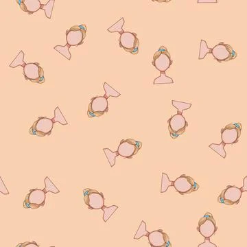 Seamless pattern bangs hairstyles for kid girl cartoon vector Stock Illustration