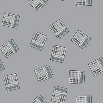 Seamless pattern bank calculator device cartoon vector Stock Illustration