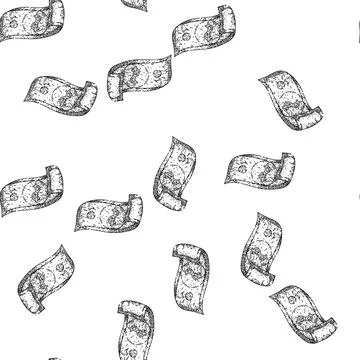 Seamless pattern banknote dollar bill sketch hand drawn Stock Illustration