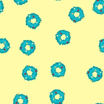 Seamless pattern banner christmas wreath cartoon vector Illustrazione stock