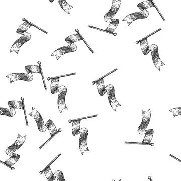 Seamless pattern banner flag waving sketch hand drawn Stock Illustration