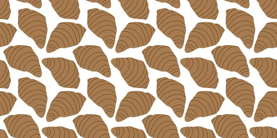Seamless pattern Banner format of Hand drawn Croissants in trendy monochrome Stock Illustration