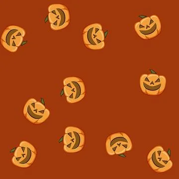 Seamless pattern banner pumpkin halloween character cartoon vector Stock Illustration