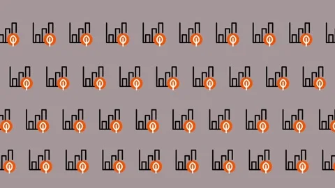 Seamless Pattern of Bar Chart Icons with Location Pin. Stock Footage 325385501