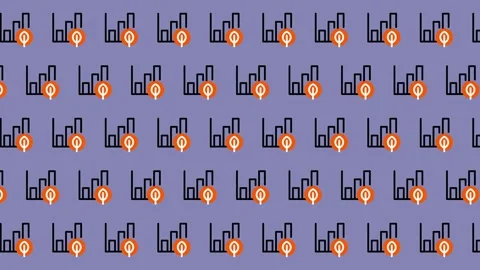 Seamless Pattern of Bar Charts and Location Pins. Stock Footage 325385484