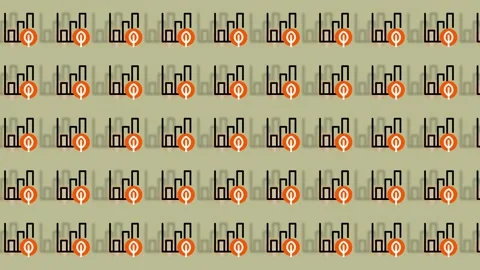 Seamless Pattern of Bar Charts with Upward Trend and Target Icon. Stock Footage 325385506