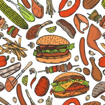 Seamless pattern barbecue grill. Illustrazione stock