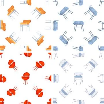 Seamless pattern with barbecue grills showing different cooking methods Иллюстрация