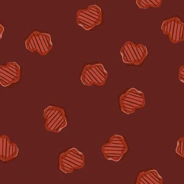 Seamless pattern barbecue steak grill cartoon vector Stock Illustration