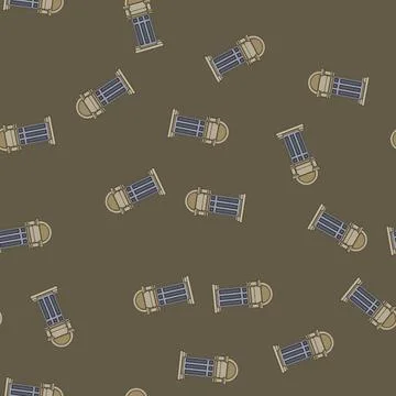Seamless pattern baroque ancient medieval door cartoon vector Stock Illustration