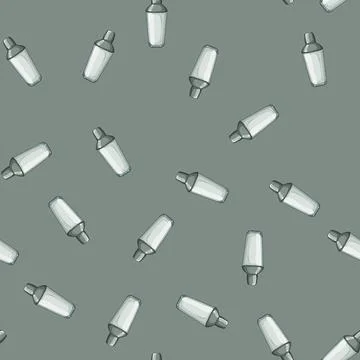 Seamless pattern bartender cocktail shaker cartoon vector Stock Illustration