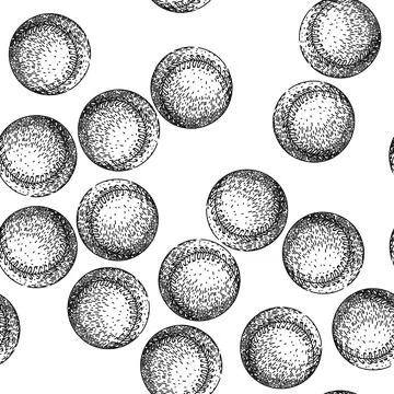 Seamless pattern base baseball ball sketch hand drawn Stock Illustration