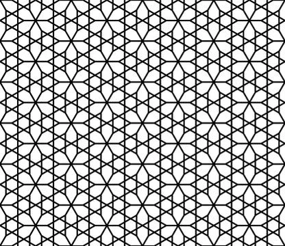 Seamless pattern based on Japanese geometric ornament .Black and white. Stock Illustration