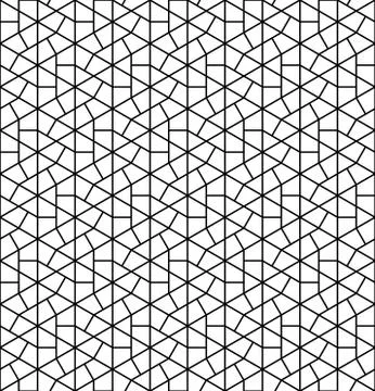 Seamless pattern based on Japanese geometric ornament .Black and white. Stock Illustration