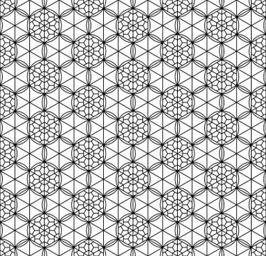 Seamless pattern based on Japanese geometric ornament .Black and white. Illustrazione stock