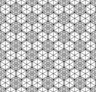 Seamless pattern based on Japanese geometric ornament .Black and white. Stock Illustration