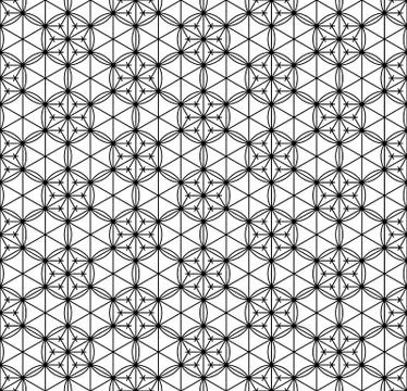 Seamless pattern based on Japanese geometric ornament .Black and white. Stock Illustration