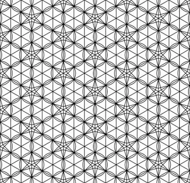 Seamless pattern based on Japanese geometric ornament .Black and white. Stock Illustration