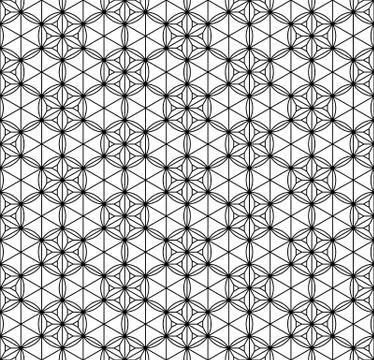 Seamless pattern based on Japanese geometric ornament .Black and white. Stock Illustration