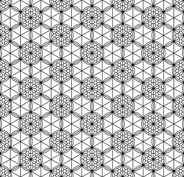 Seamless pattern based on Japanese geometric ornament .Black and white. 스톡 일러스트