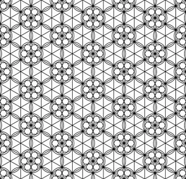 Seamless pattern based on Japanese geometric ornament .Black and white. Stock Illustration