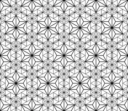 Seamless pattern based on Japanese geometric ornament .Black and white. Stock Illustration