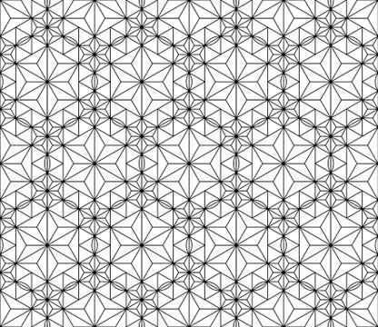 Seamless pattern based on Japanese geometric ornament .Black and white. Stock Illustration