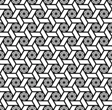 Seamless pattern based on Japanese geometric ornament .Black and white. 스톡 일러스트
