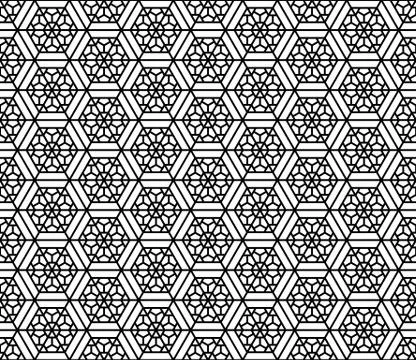 Seamless pattern based on Japanese geometric ornament .Black and white. 스톡 일러스트