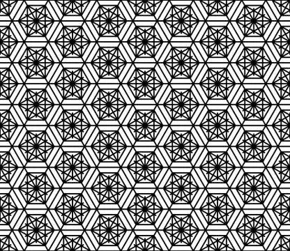 Seamless pattern based on Japanese geometric ornament .Black and white. Illustrazione stock