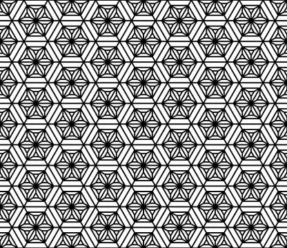 Seamless pattern based on Japanese geometric ornament .Black and white. Stock Illustration