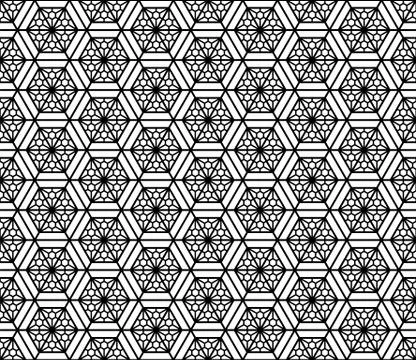 Seamless pattern based on Japanese geometric ornament .Black and white. Stock Illustration
