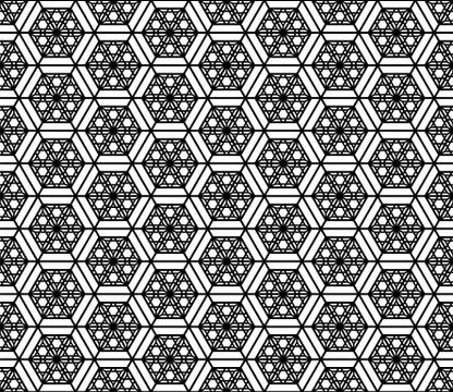 Seamless pattern based on Japanese geometric ornament .Black and white. Stock Illustration