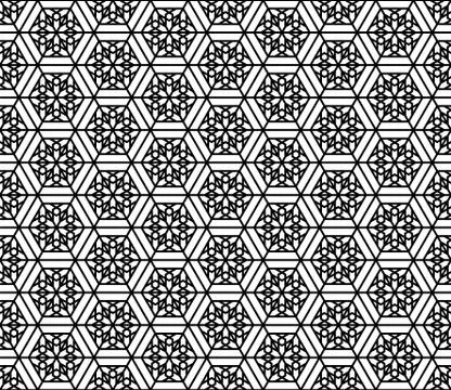 Seamless pattern based on Japanese geometric ornament .Black and white. 스톡 일러스트