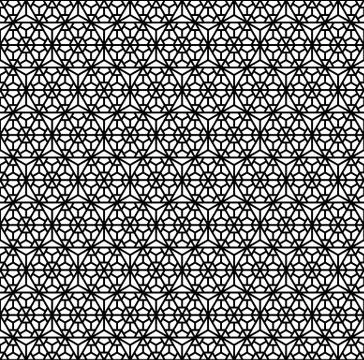 Seamless pattern based on Japanese geometric ornament .Black and white. Stock Illustration