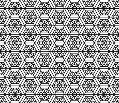 Seamless pattern based on Japanese geometric ornament .Rounded corners. Stock Illustration