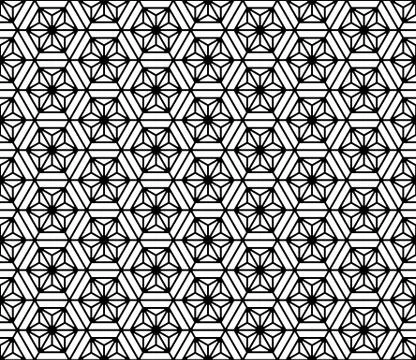 Seamless pattern based on Japanese geometric ornament .Rounded corners. Stock Illustration