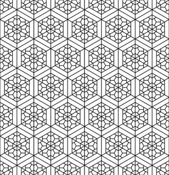 Seamless pattern based on Japanese geometric ornament .Black and white. 스톡 일러스트