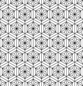 Seamless pattern based on Japanese geometric ornament .Black and white. Stock Illustration