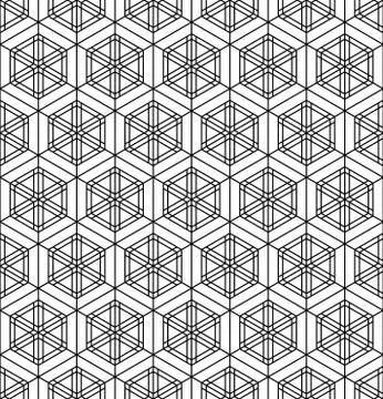 Seamless pattern based on Japanese geometric ornament .Black and white. Illustrazione stock