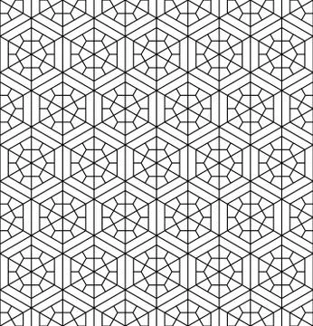 Seamless pattern based on Japanese geometric ornament .Black and white. Stock Illustration