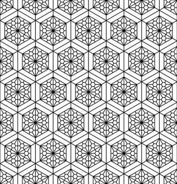 Seamless pattern based on Japanese geometric ornament .Black and white. Stock Illustration
