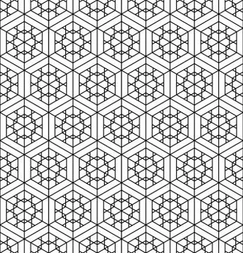 Seamless pattern based on Japanese geometric ornament .Black and white. Stock Illustration