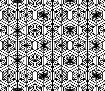 Seamless pattern based on Japanese geometric ornament .Black and white. Stock Illustration