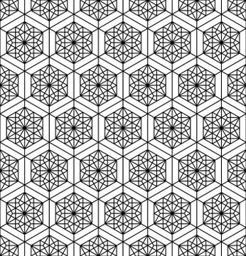 Seamless pattern based on Japanese geometric ornament .Black and white. Stock Illustration