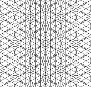 Seamless pattern based on Japanese geometric ornament .Black and white. Stock Illustration