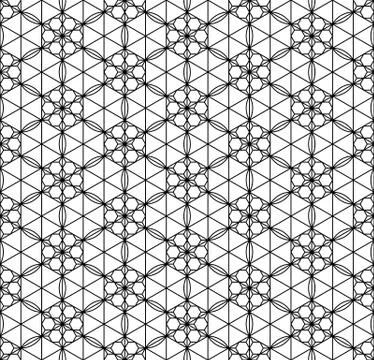Seamless pattern based on Japanese geometric ornament .Black and white. Stock Illustration